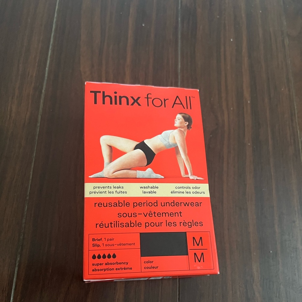 Thinx For All Period Underwear, Womens Reusable Briefs, Super Absorbency/M